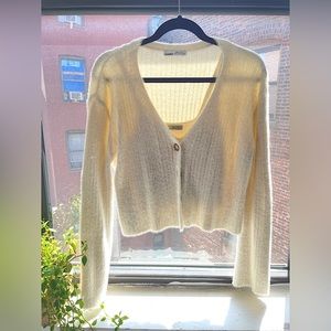 PULL&BEAR Cozy Cropped Sweater & Matching Top | Size Small | Off White Color